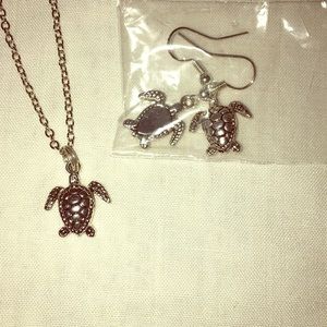 Turtle Necklace and Earrings